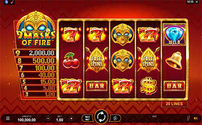 9 Masks of Fire Slot at NightRush Casino 