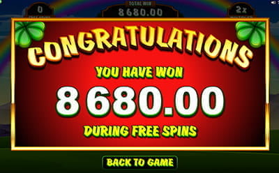 Wins at the Lucky Leprechaun Free Spins