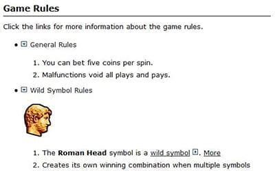 Roman Riches Slot Game Rules