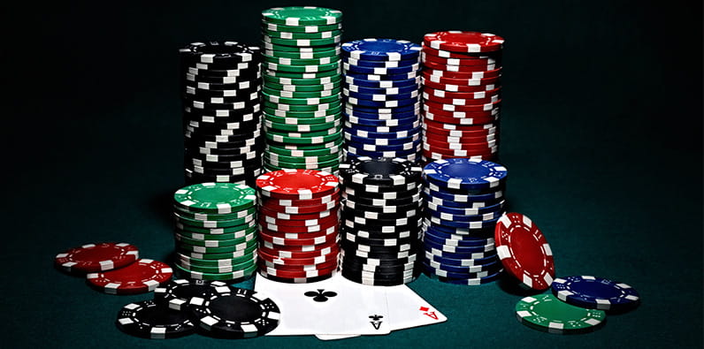 Poker Chips with Pair of Aces