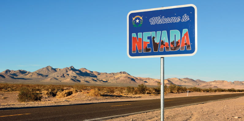 Welcome to Nevada Desert Highway Sign