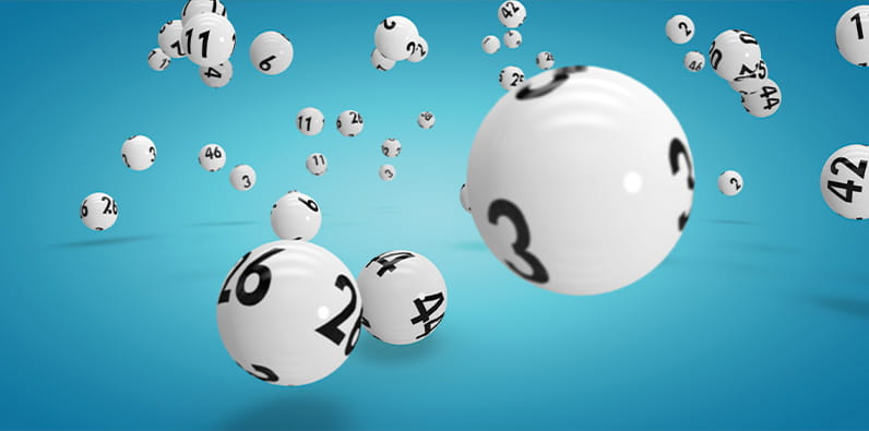 Many Lottery Balls Shuffling