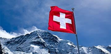 Swiss Flag In the Mountain