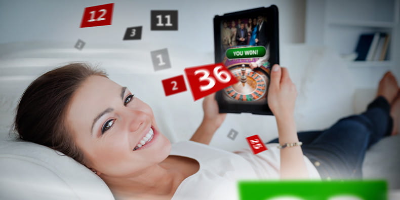 Woman Playing Online Roulette at Home