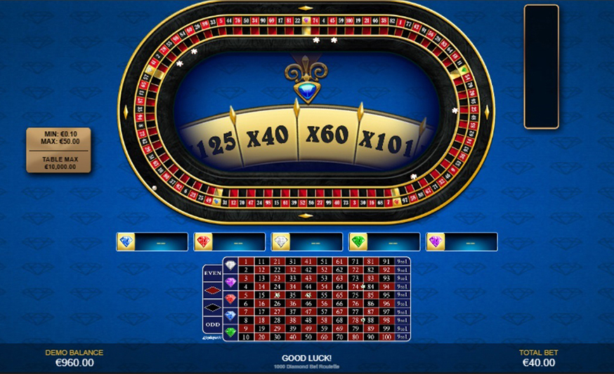 1000 Diamond Bet Roulette gameplay screenshot