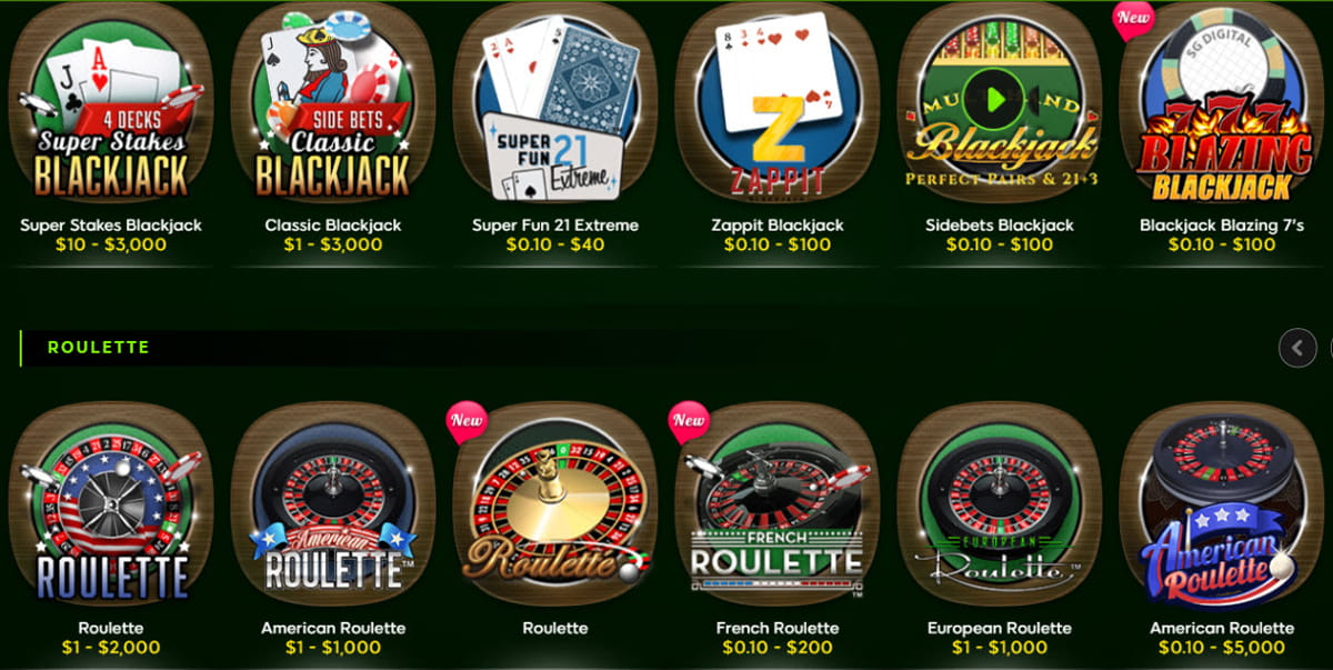 Table Games Catalogue in 888 Casino NJ