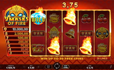 9 Masks of Fire Slot at Ruby Fortune Casino 