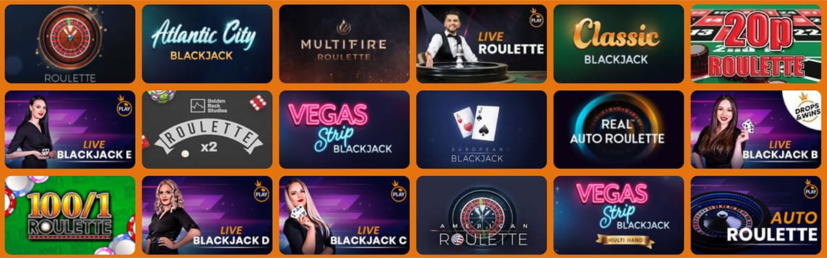 The Table Games Catalogue in Aladdin Slots