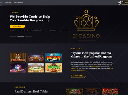 21 Casino Desktop View