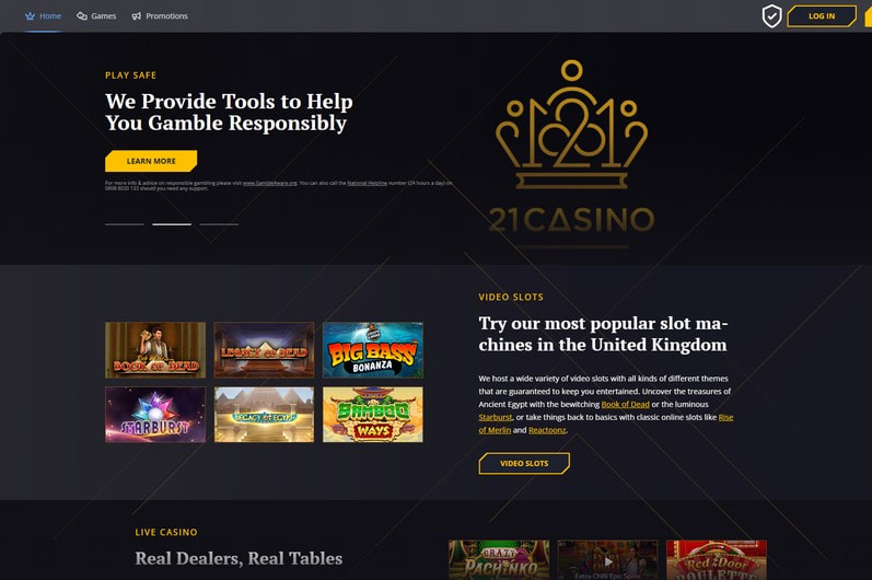 21 Casino Homepage