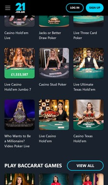 21 Casino Poker Overview