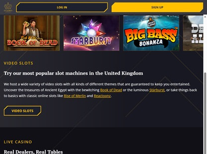 21 Casino Desktop View