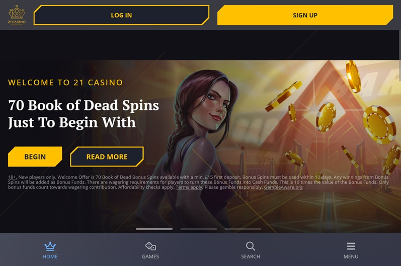 21 Casino Homepage