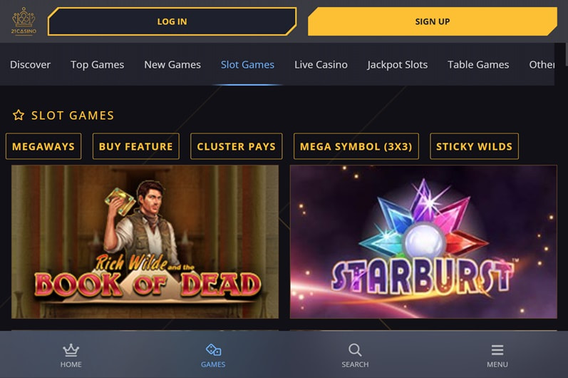 21 Casino Main Page