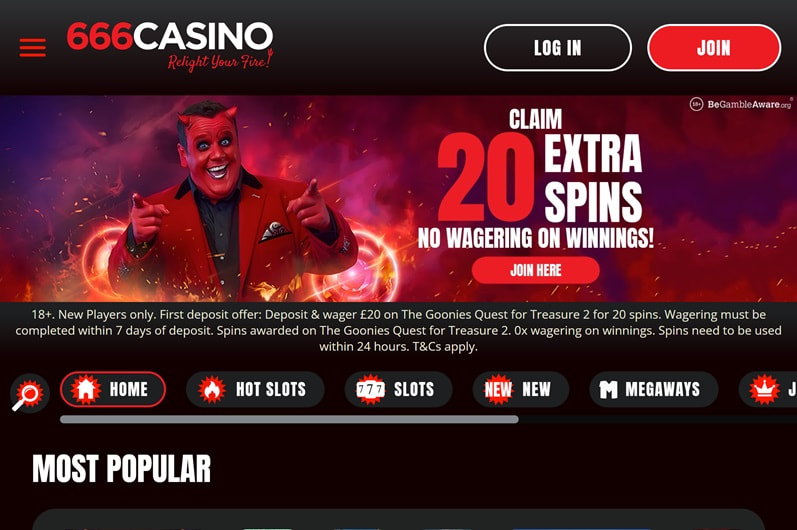 666 Casino Homepage