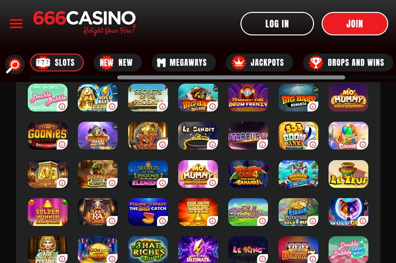 666 Casino Main Page