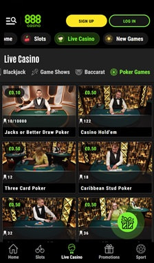 888casino Poker Overview