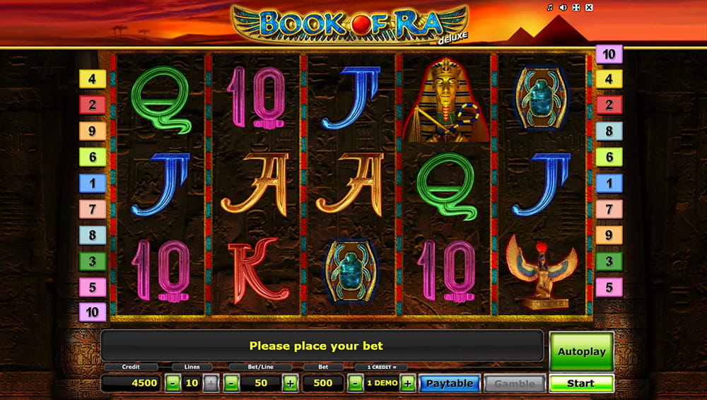 Book of Ra slotunun oynanış ekran görüntüsü