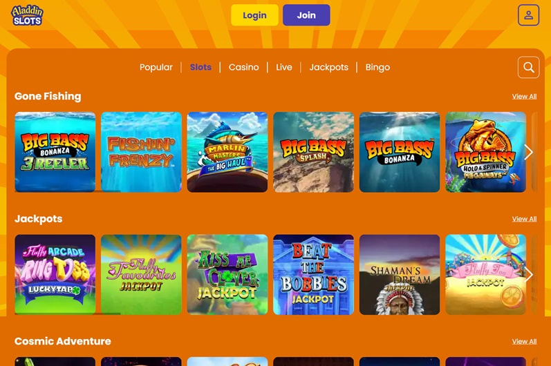 Aladdin Slots Homepage
