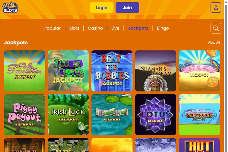 Aladdin Slots Main Page