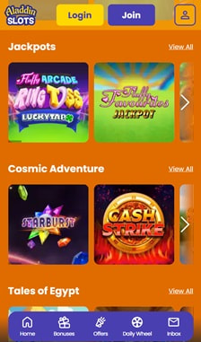 Aladdin Slots User Experience on Site