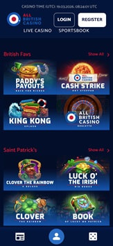 All British Casino Mobile View