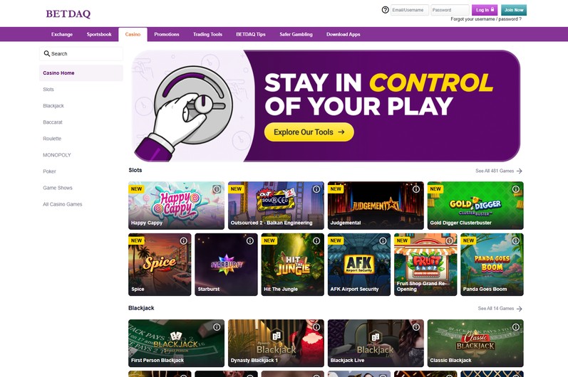 Betdaq Homepage