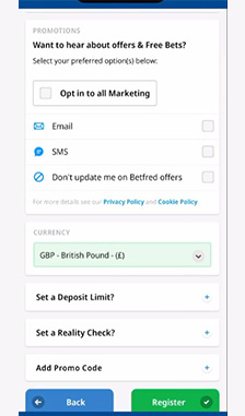 Betfred Registration Step 2