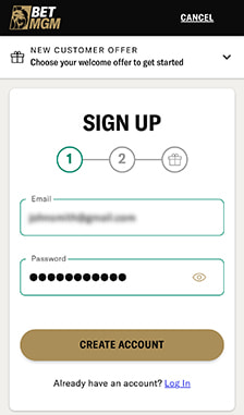 BetMGM Registration Step 1