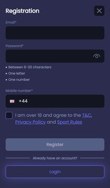 BetStorm Registration Step 2