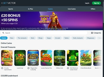 BetVictor Desktop View