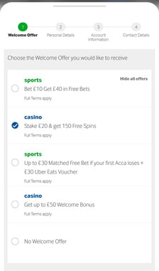 Betway Registration Step 1