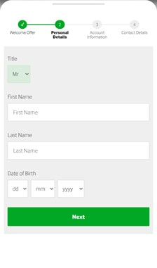 Betway Registration Step 2