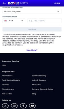 Boylesports Registration Step 2