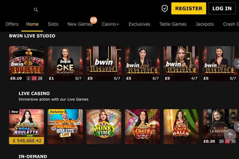 bwin Main Page