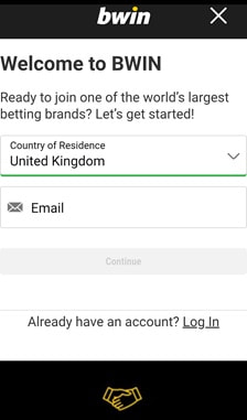 bwin Registration Step 1