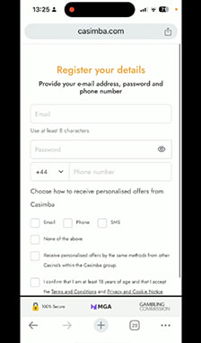 Casimba Registration Step 2