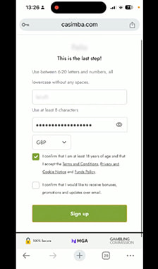 Casimba Registration Step 3