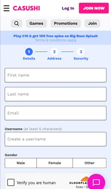 Casushi Registration Step 1
