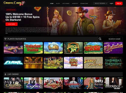 Conquer Casino Desktop View