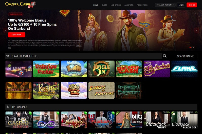 Conquer Casino Homepage