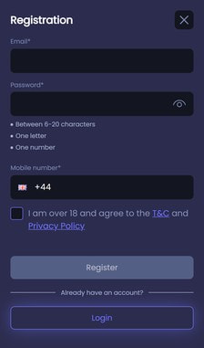 Conquer Casino Registration Step 2