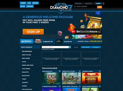 Diamond7 Casino Desktop View