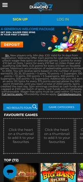 Diamond7 Casino Mobile View