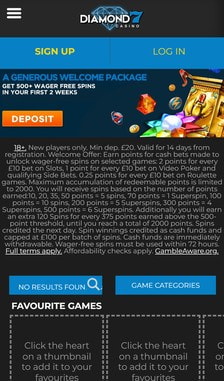 Diamond7 Casino Registration Step 1