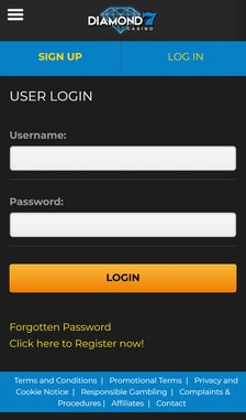 Diamond7 Casino Registration Step 3