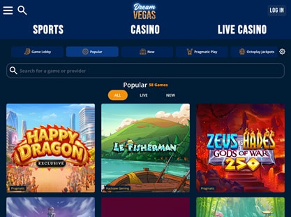 Dream Vegas Desktop View