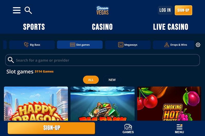 Dream Vegas Homepage