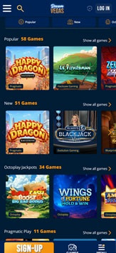 Dream Vegas Mobile View