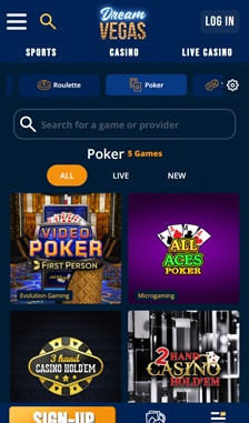 Dream Vegas Poker Overview